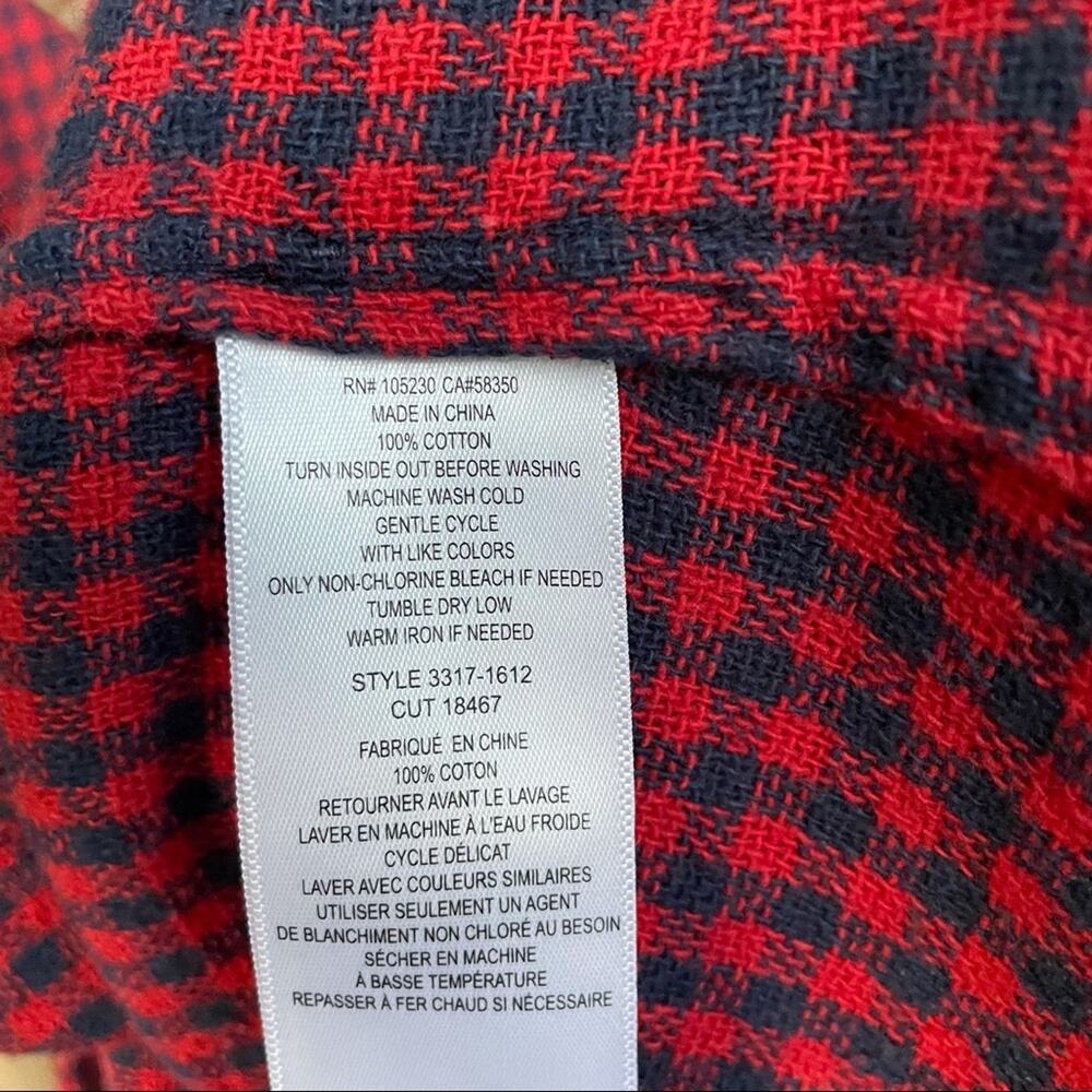 Current/Elliott Buffalo Check Mini Shift Dress Dress Fringe Hem Red Blue Size 2 - Picture 11 of 11